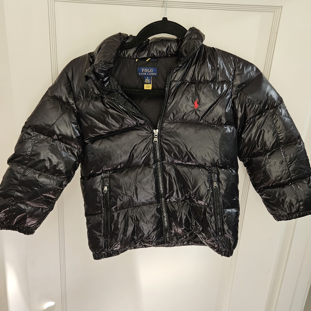 Black Shiny Polo Ralph Lauren Puffer Jacket